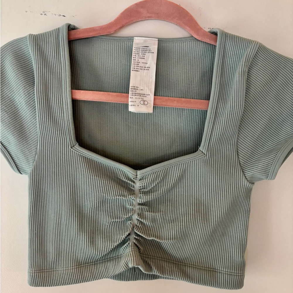 Gilly Hicks Ribbed Sage Green Crop Top